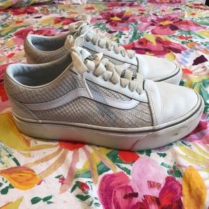 Snake skin platform vans